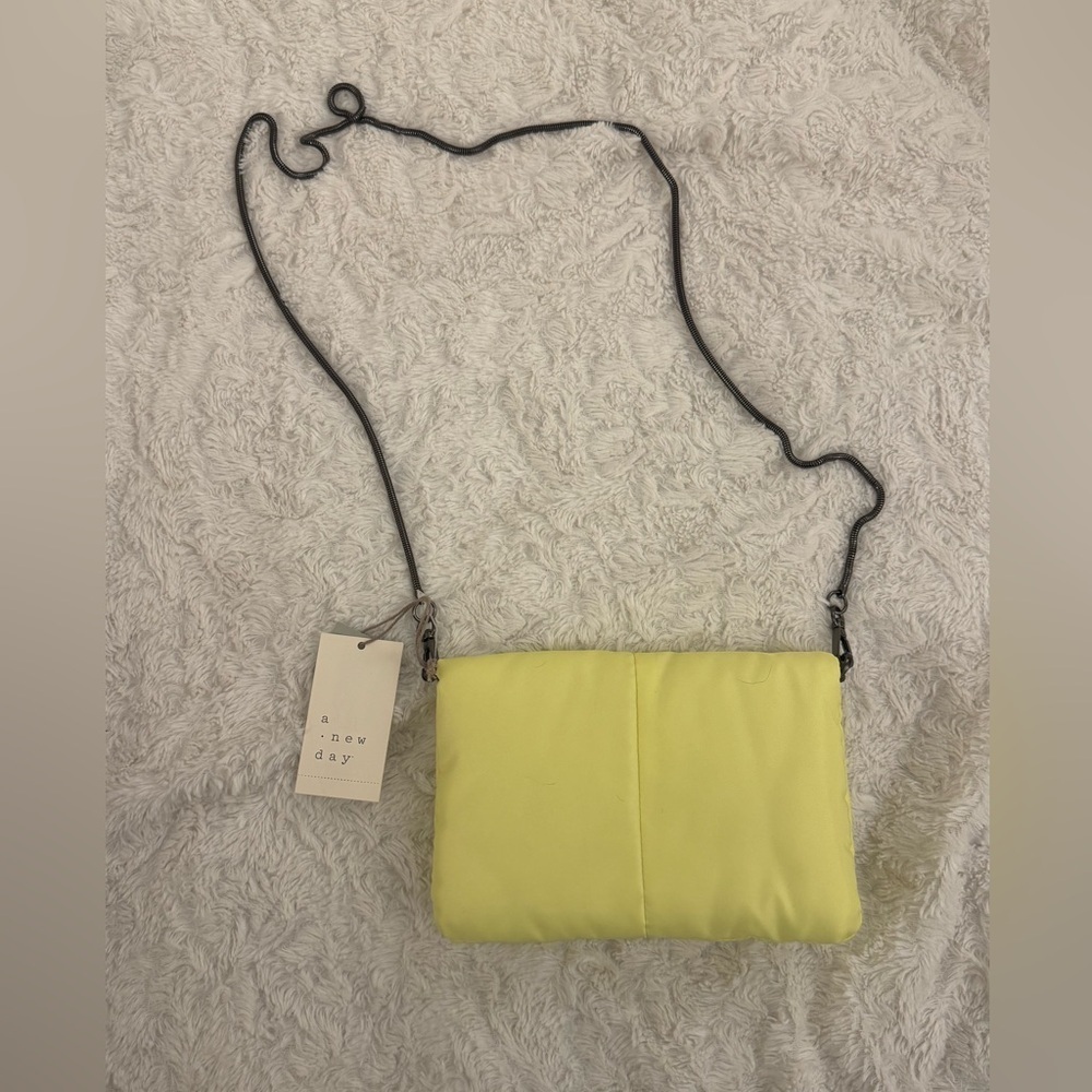 NWT Crossbody Bag Purse A New Day Size Small Yellow cute metal shoulder strap